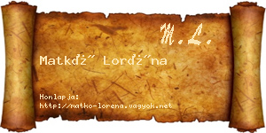 Matkó Loréna névjegykártya